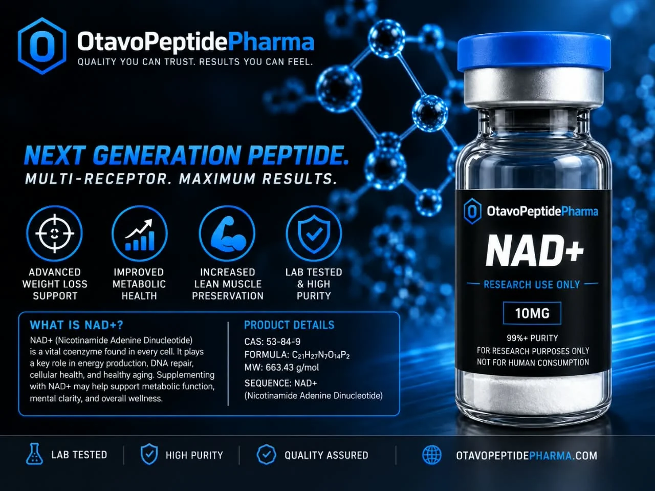 Nicotinamide Adenine Dinucleotide (NAD⁺) research peptide